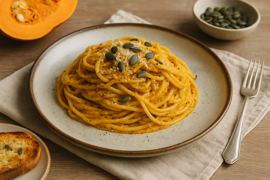 Pasta mit cremigem Kürbiskern-Pesto